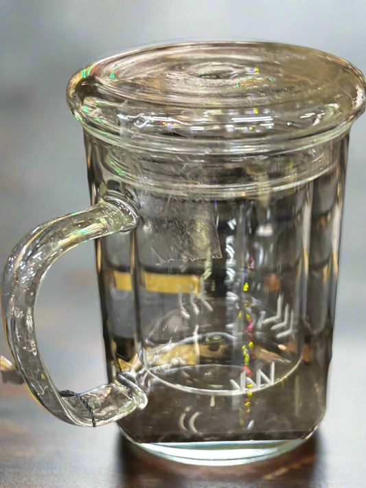 Glass Tea infuser Cup with Lid