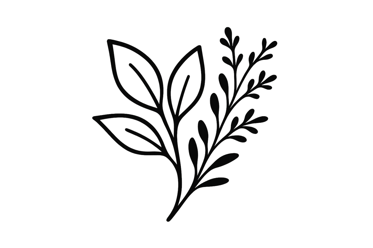 black and white herb icon