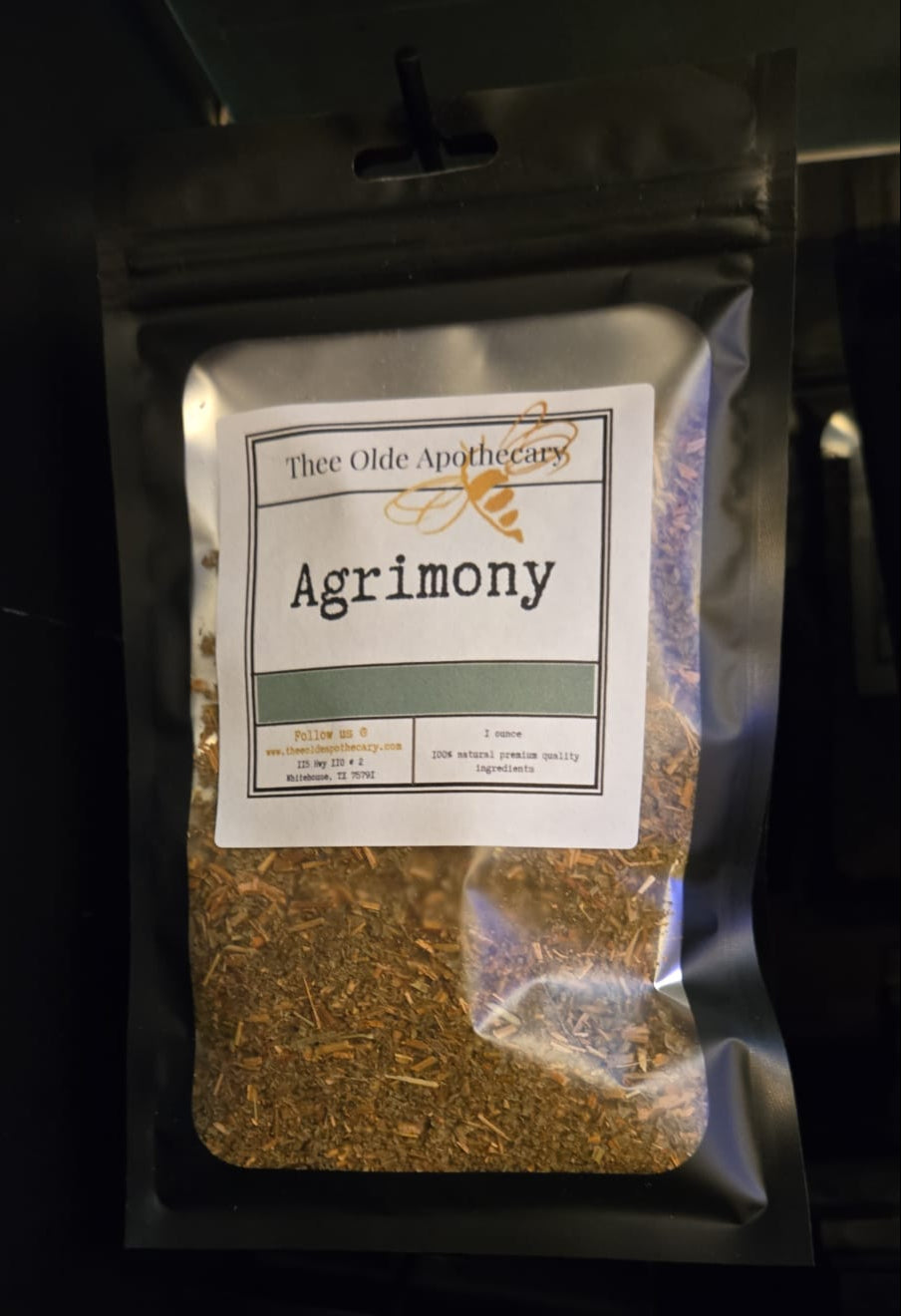 Package of agrimony with a label on a black background